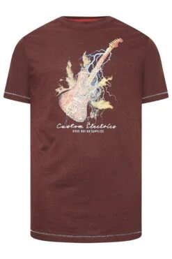 D555 Big & Tall Burgundy Red Lightning Bolt Guitar Print T-Shirt -Menswear Mode Sales Store c9e873b9 80e4 49 207606 X