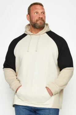 BadRhino Big & Tall Black & White Colourblock Hoodie