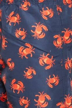 ESPIONAGE Big & Tall Navy Blue Crab Print Swim Shorts -Menswear Mode Sales Store cb08bd84 2ad6 43 207774 Z