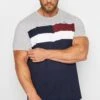 BadRhino Big & Tall Grey & Navy Cut & Sew T-Shirt