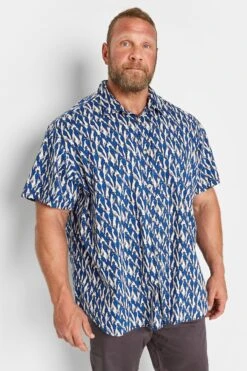 JACK & JONES Big & Tall Blue Animal Print Short Sleeve Shirt