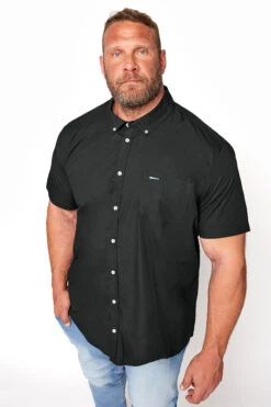 BadRhino Big & Tall Black Logo Poplin Short Sleeve Shirt