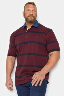 KAM Big & Tall Burgundy Red Denim Collar Polo Shirt