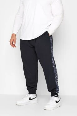 KAM Big & Tall Navy Blue Camo Side Panel Joggers