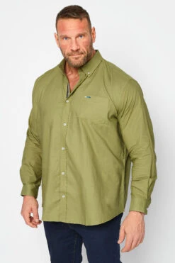 BadRhino Big & Tall Moss Green Long Sleeve Oxford Shirt