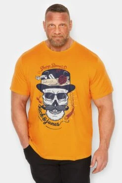 JACK & JONES Big & Tall Yellow Skeleton Slogan Print T-Shirt