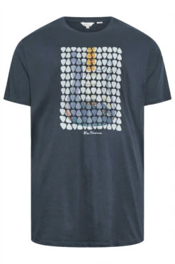 BEN SHERMAN Big & Tall Navy Blue Plectrum Print T-Shirt