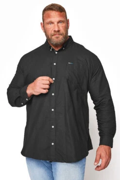 BadRhino Big & Tall Black Long Sleeve Oxford Shirt