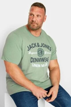 JACK & JONES Big & Tall Green Denimwear Logo T-Shirt