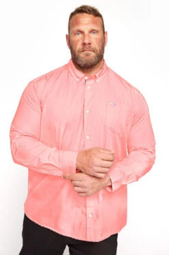 BadRhino Big & Tall Pink Poplin Long Sleeve Shirt