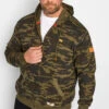 D555 Big & Tall Green Camo Zip Through Hoodie