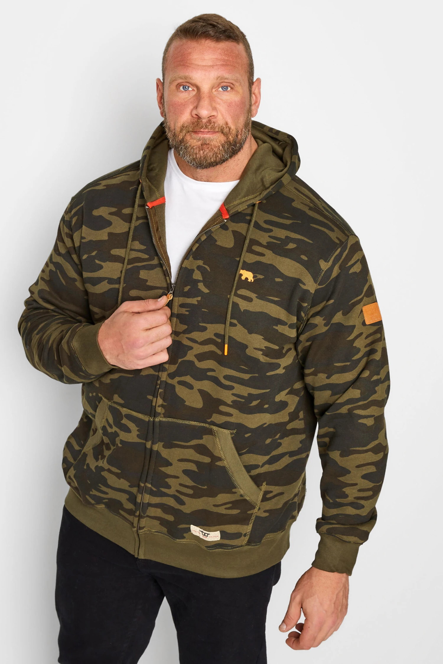D555 Big & Tall Green Camo Zip Through Hoodie 1 D555 Big & Tall Green Camo Zip Through Hoodie