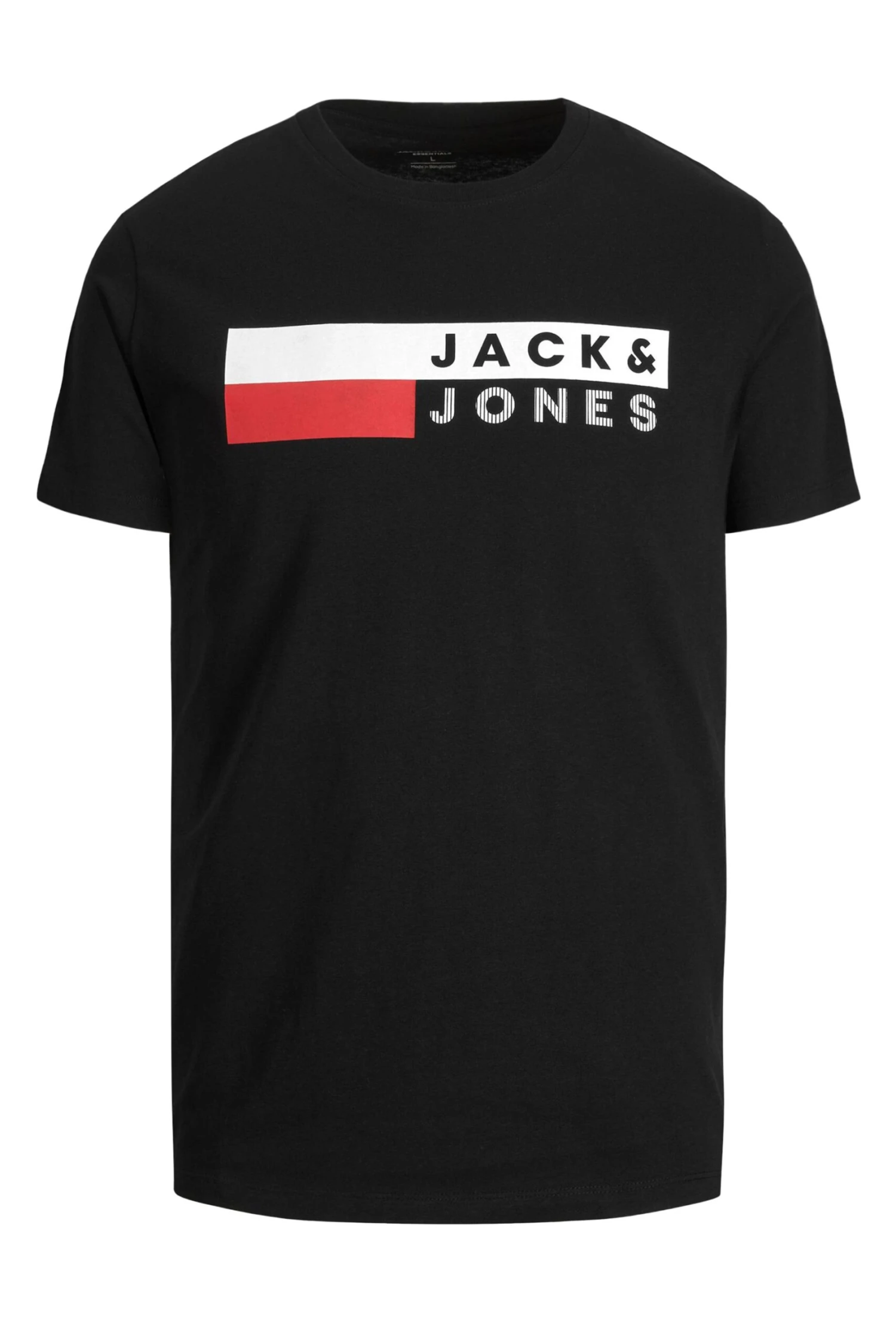 JACK & JONES Big & Tall Black & Red Stripe Logo Print T-Shirt 2 JACK & JONES Big & Tall Black & Red Stripe Logo Print T-Shirt - Image 2