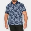 BadRhino Big & Tall Blue Leaf Print Polo Shirt