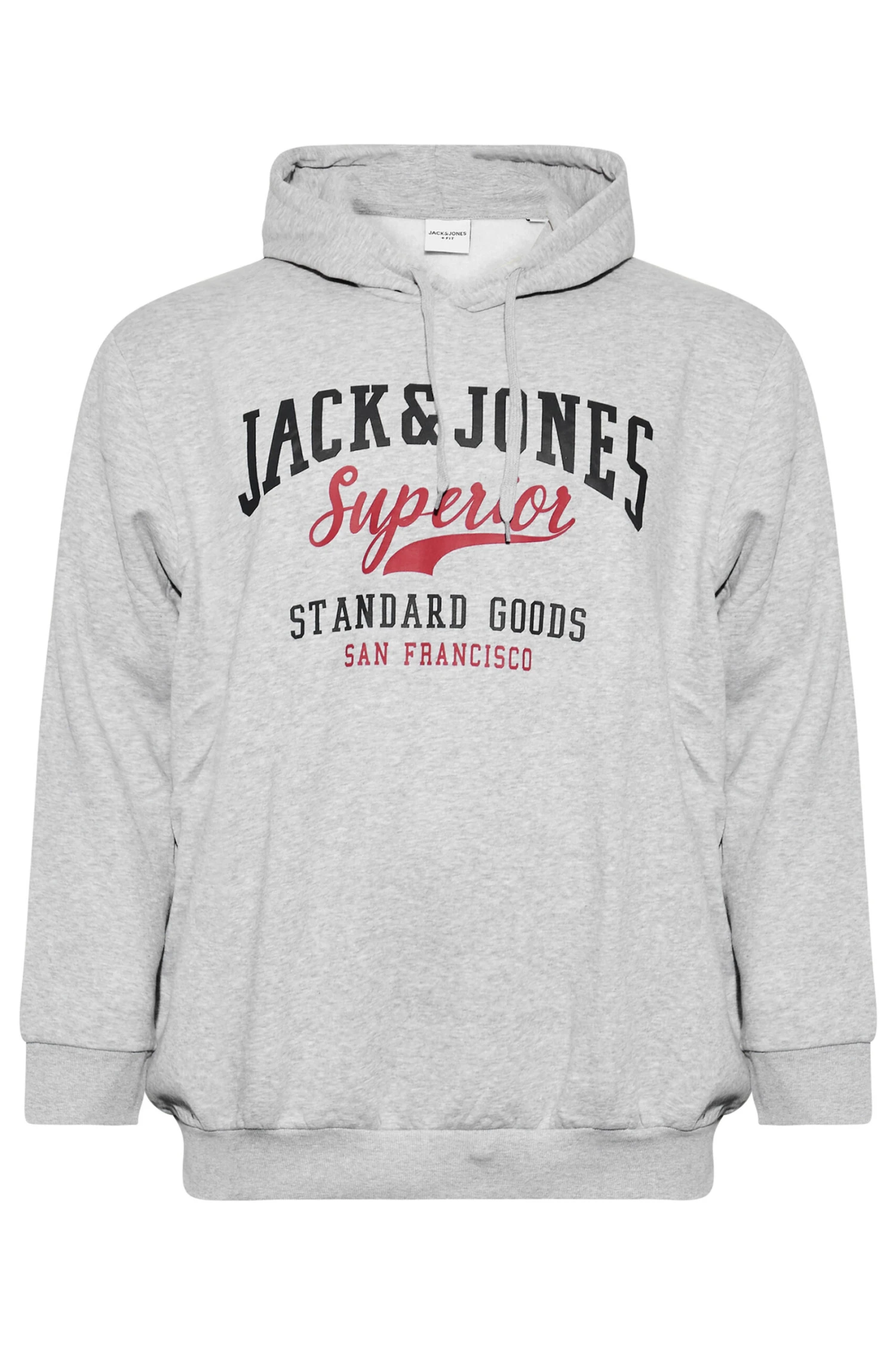 JACK & JONES Big & Tall Grey Logo Sweat Hoodie 3 JACK & JONES Big & Tall Grey Logo Sweat Hoodie - Image 3