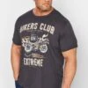 BadRhino Big & Tall Charcoal Grey 'Bikers Club' Slogan T-Shirt