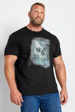 BadRhino Big & Tall Black Blurred Skull Print T-Shirt