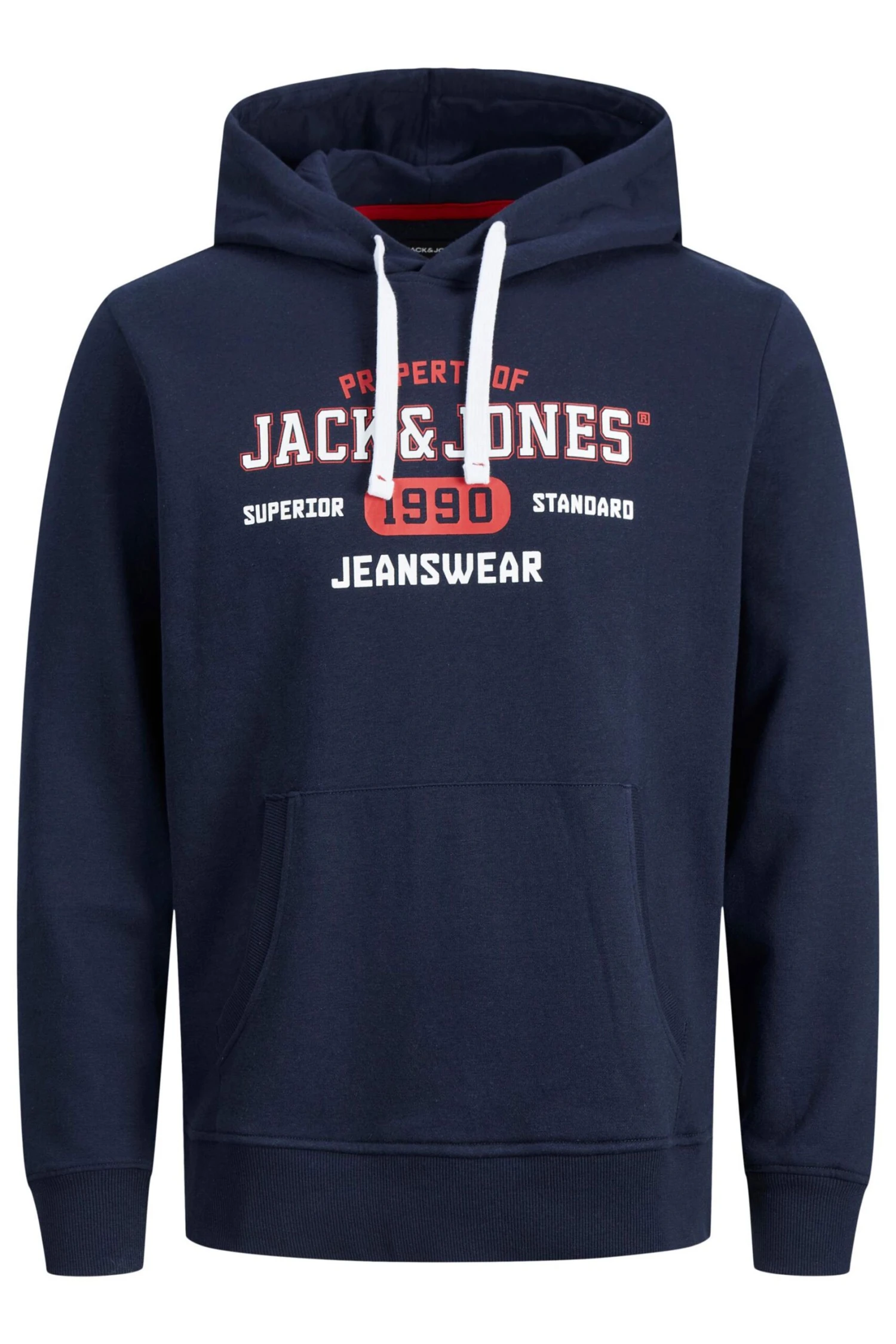 JACK & JONES Big & Tall Navy Blue Jeanswear Logo Hoodie 2 JACK & JONES Big & Tall Navy Blue Jeanswear Logo Hoodie - Image 2