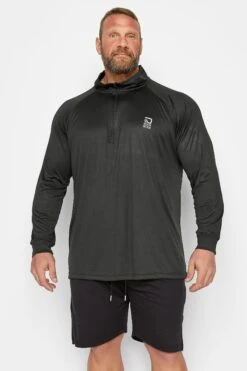 D555 Big & Tall Black Long Sleeve Zip Up Top