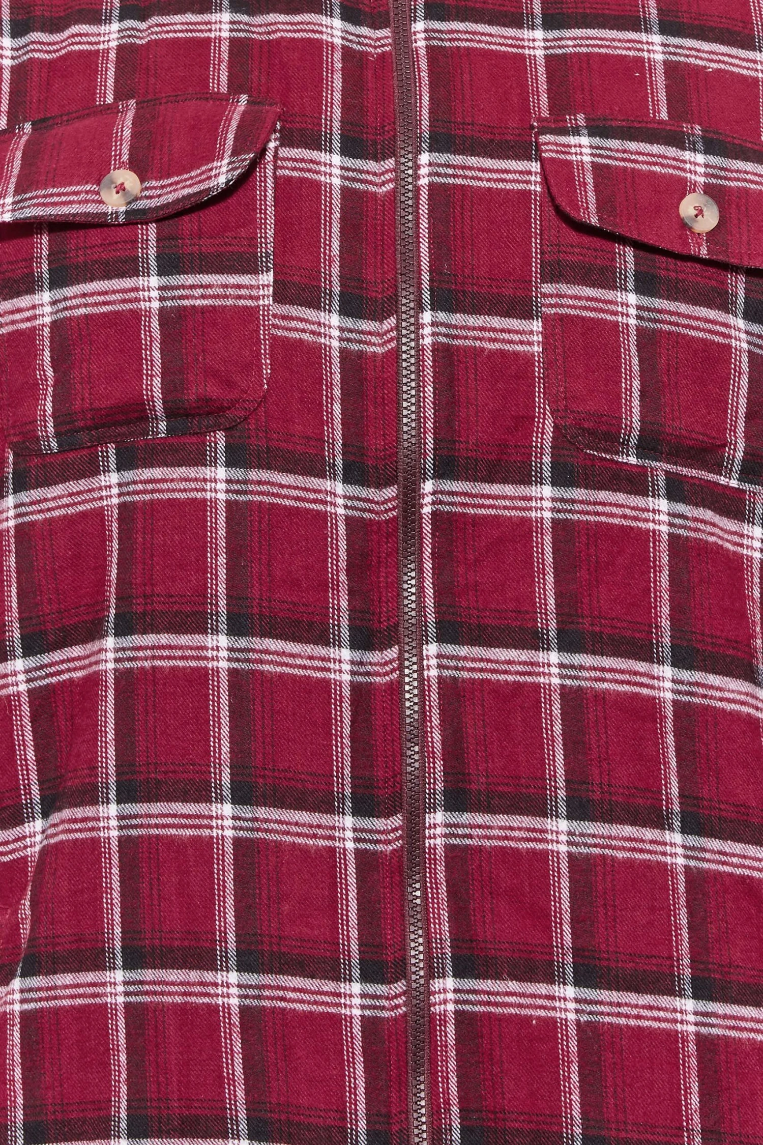 KAM Big & Tall Red Zip Through Sherpa Lined Check Shirt 2 KAM Big & Tall Red Zip Through Sherpa Lined Check Shirt - Image 2