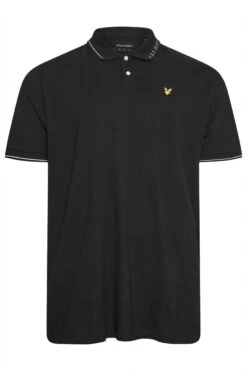 LYLE & SCOTT Big & Tall Black Branded Collar Polo Shirt