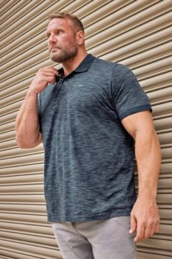 BadRhino Big & Tall Navy Blue Slub Polo Shirt