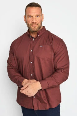 BadRhino Big & Tall Windsor Wine Red Long Sleeve Oxford Shirt
