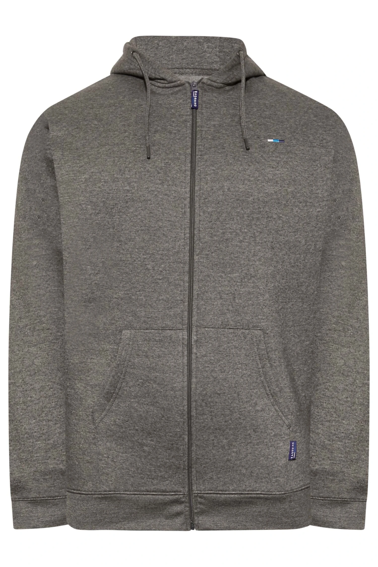 BadRhino Big & Tall Charcoal Grey Zip Through Hoodie 3 BadRhino Big & Tall Charcoal Grey Zip Through Hoodie - Image 3