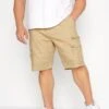 KAM Big & Tall Beige Brown Canvas Cargo Shorts
