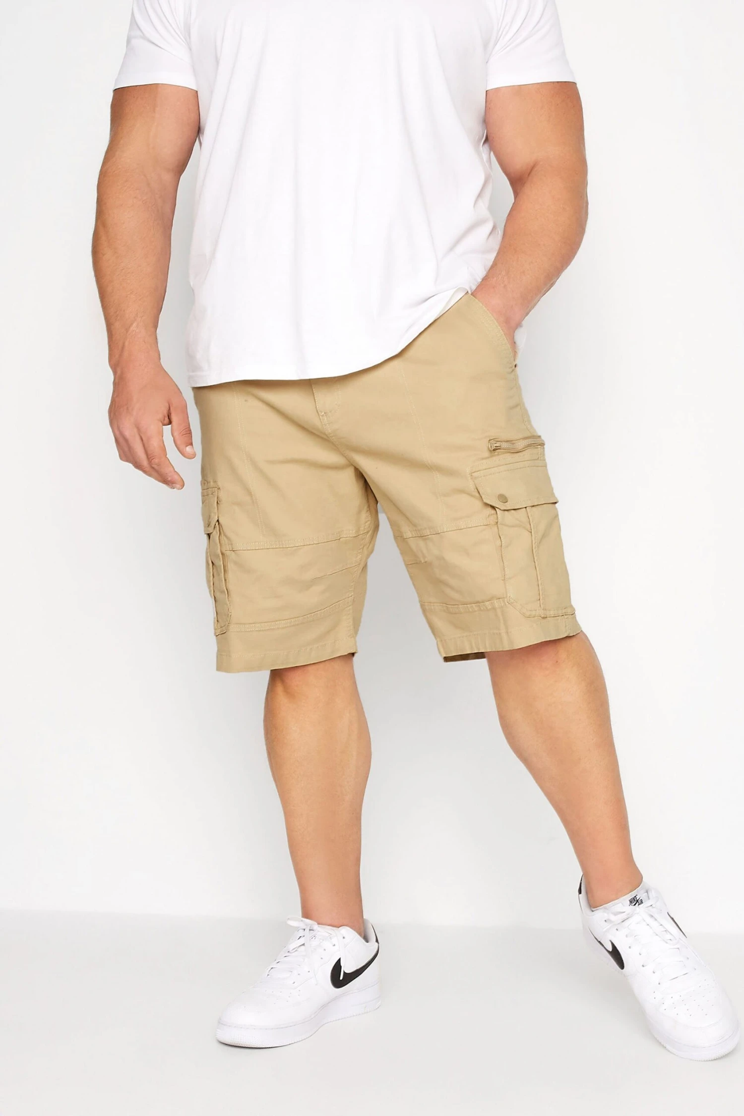 KAM Big & Tall Beige Brown Canvas Cargo Shorts 1 KAM Big & Tall Beige Brown Canvas Cargo Shorts