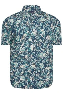 BadRhino Big & Tall Navy Leaf Print Shirt 5 BadRhino Big & Tall Navy Leaf Print Shirt -Menswear Mode Sales Store e6c85f7a 332a 42 208027 X