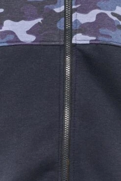 KAM Big & Tall Navy Blue Camo Colour Block Zip Through Hoodie -Menswear Mode Sales Store e6d20532 d938 4f 206953 Z