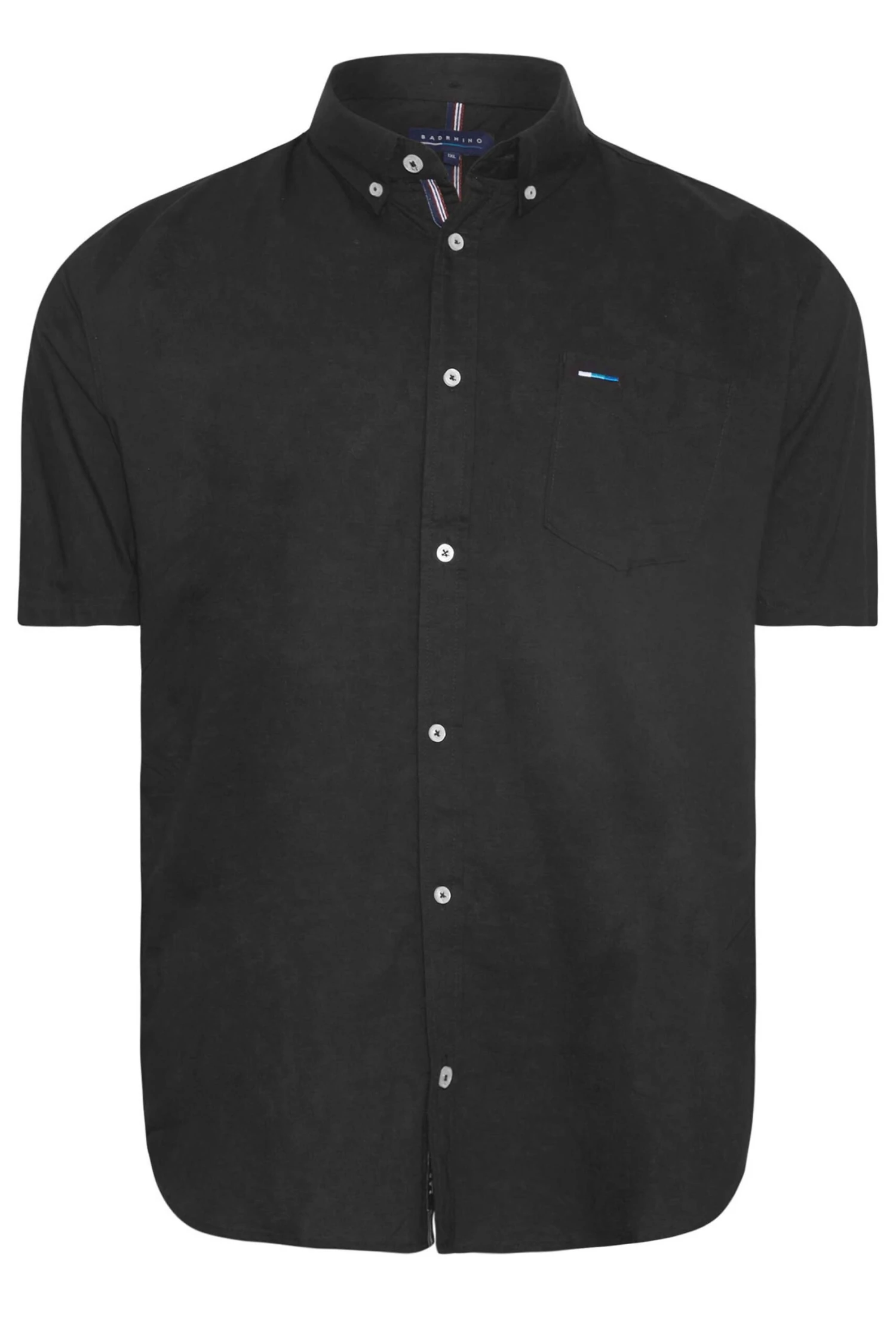 BadRhino Big & Tall Black Short Sleeve Oxford Shirt 3 BadRhino Big & Tall Black Short Sleeve Oxford Shirt - Image 3