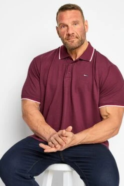BadRhino Big & Tall Windsor Wine Red Tipped Red Polo Shirt