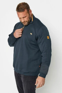 D555 Big & Tall Navy Quarter Neck Zip Sweatshirt