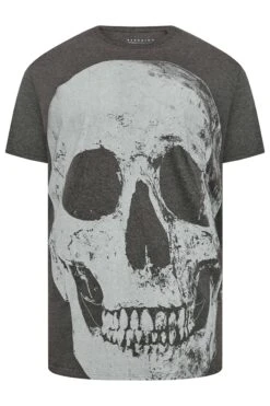 BadRhino Big & Tall Charcoal Grey Skull Print T-Shirt -Menswear Mode Sales Store e825eaa5 07cd 49 207670 X