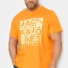 JACK & JONES Big & Tall Orange Originals Logo Print T-Shirt