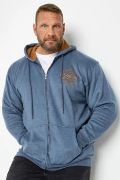 KAM Big & Tall Blue 'Original' Zip Through Hoodie