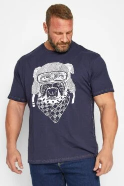 KAM Big & Tall Navy Blue Bulldog Print T-Shirt
