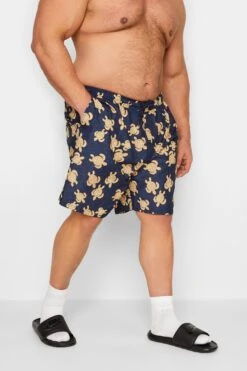 BadRhino Big & Tall Light Orange Turtle Print Swim Shorts