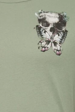RELIGION Big & Tall Green Butterfly Skull Print T-Shirt -Menswear Mode Sales Store eb436643 7a39 43 207155 Z