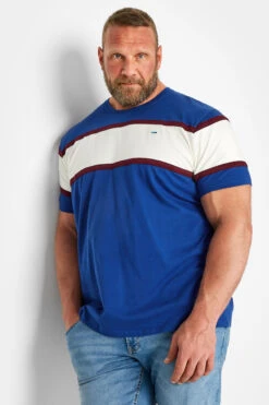 BadRhino Big & Tall Blue Stripe Panel T-Shirt