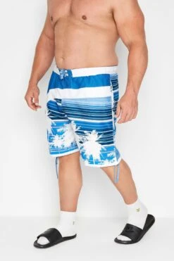 KAM Big & Tall Blue Surfer Panel Swim Shorts