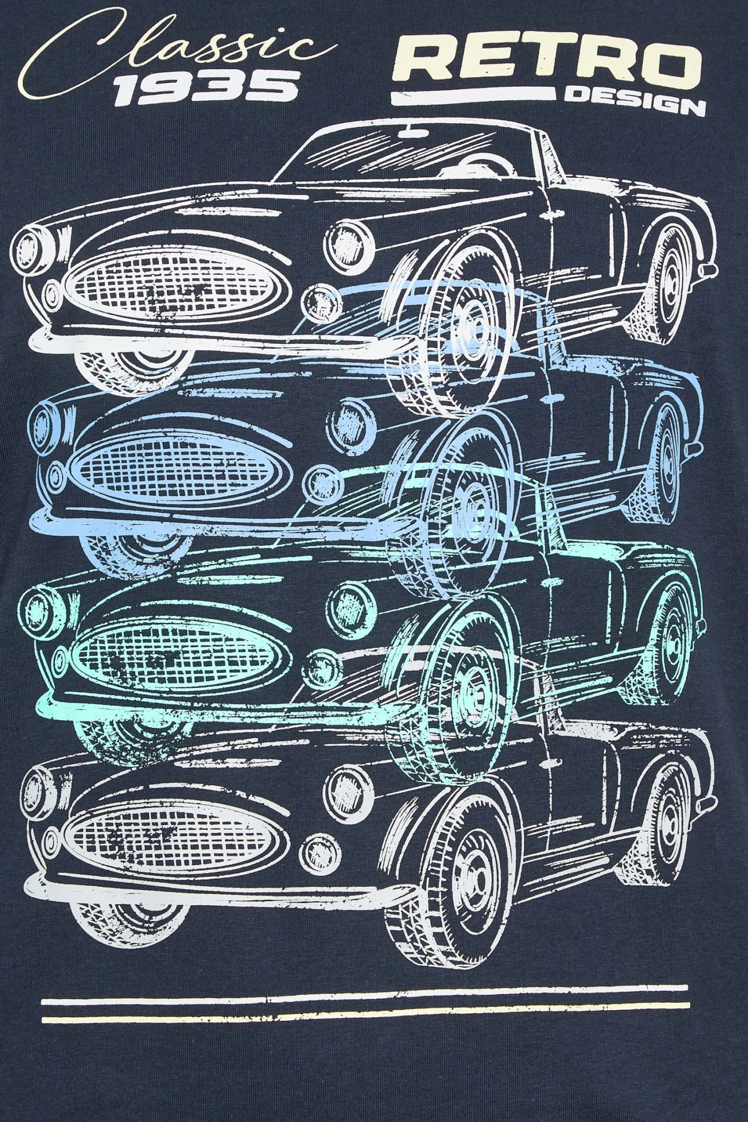 BadRhino Big & Tall Blue Retro Car Print T-Shirt 2 BadRhino Big & Tall Blue Retro Car Print T-Shirt - Image 2