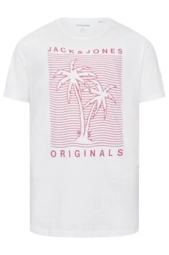 JACK & JONES Big & Tall White Originals Palm Tree Print T-Shirt -Menswear Mode Sales Store edb9e595 1cb4 4b 207842 XR