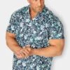BadRhino Big & Tall Navy Leaf Print Shirt