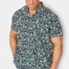 BadRhino Big & Tall Black Floral Short Sleeve Shirt