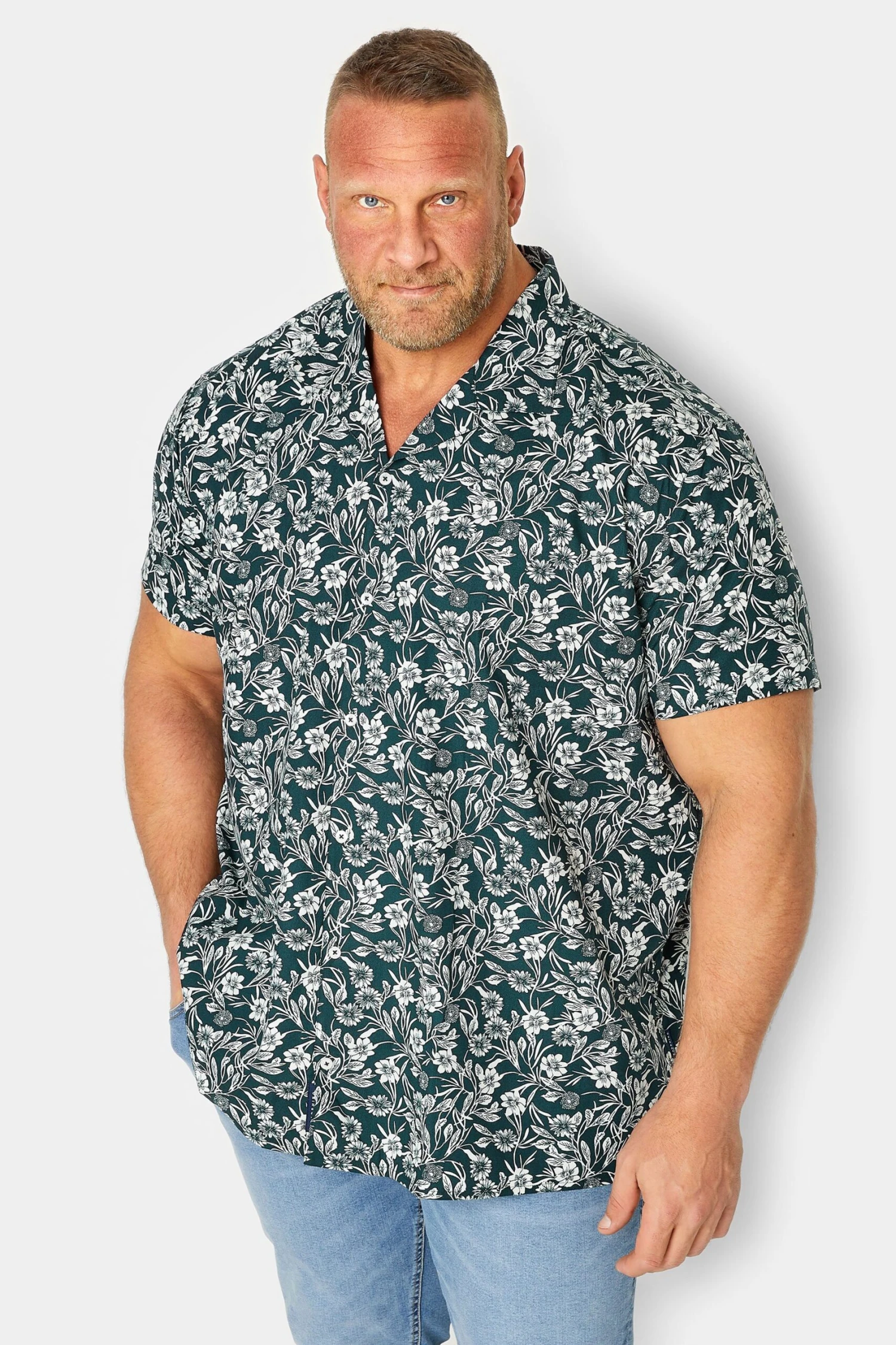 BadRhino Big & Tall Black Floral Short Sleeve Shirt 1 BadRhino Big & Tall Black Floral Short Sleeve Shirt