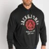 JACK & JONES Big & Tall Black Logo Sweat Hoodie