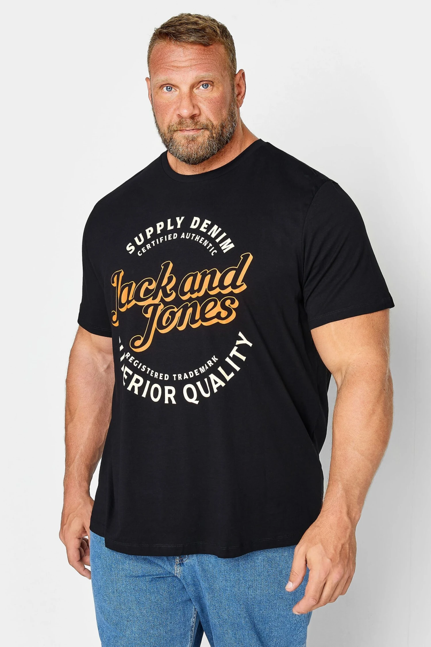 JACK & JONES Big & Tall Black Logo Short Sleeved T-Shirt 1 JACK & JONES Big & Tall Black Logo Short Sleeved T-Shirt